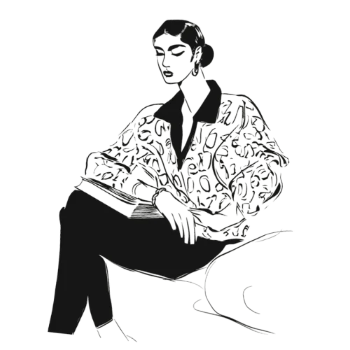 Illustration of a woman reading a book