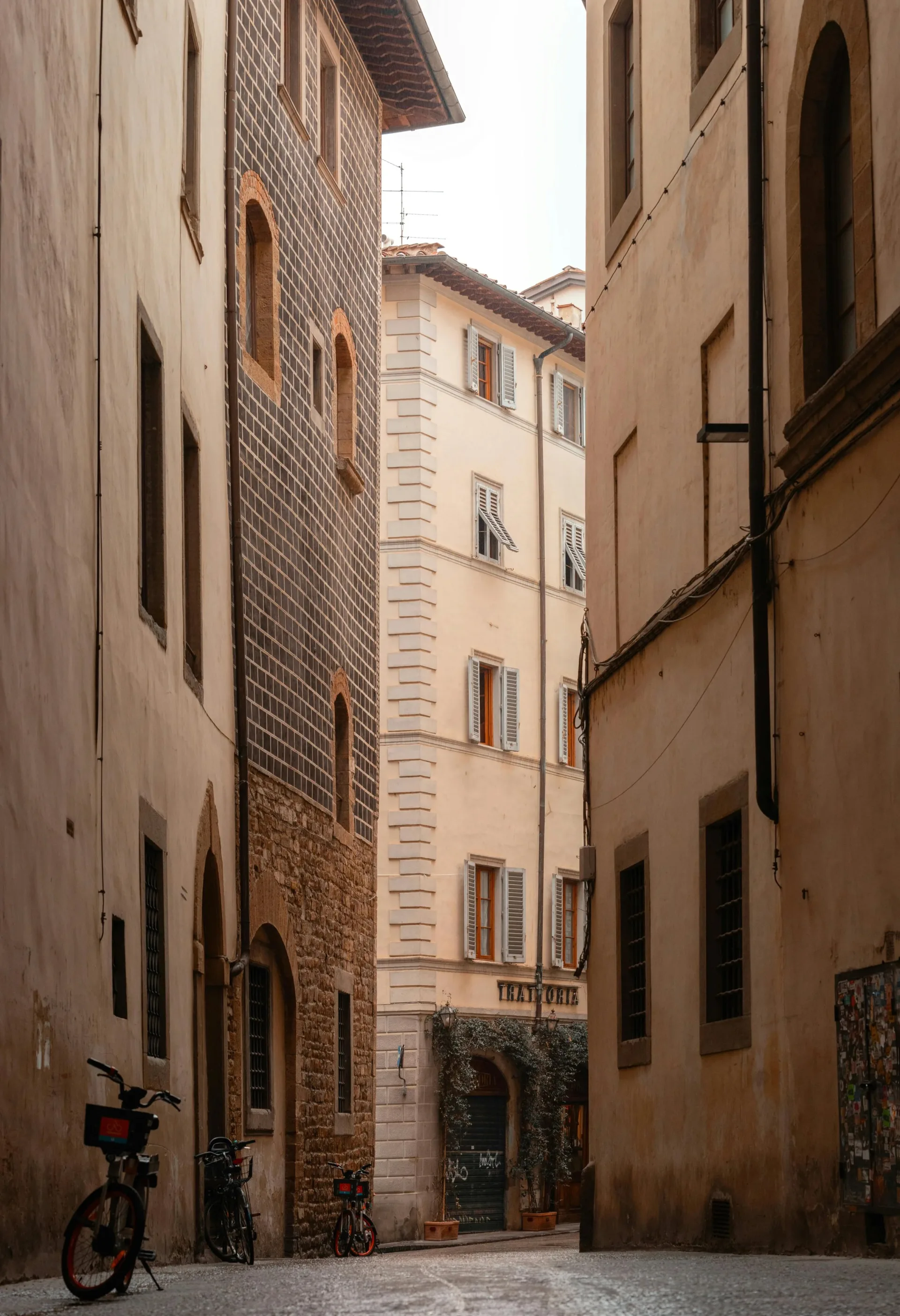 European street with bicycles and historic architecture